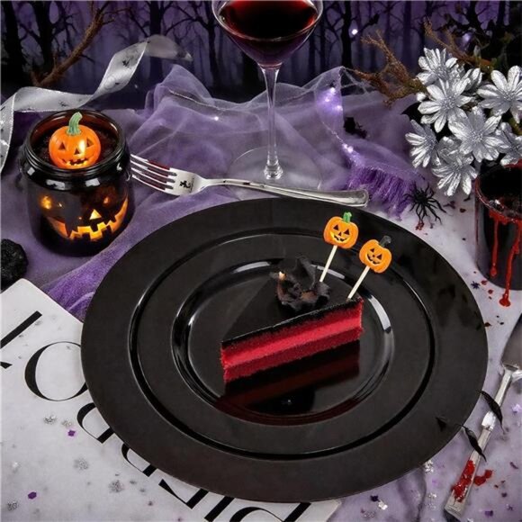 60PCS Black Plastic Plates - Heavy Duty Black Disposable Plates - Picture 3 of 7